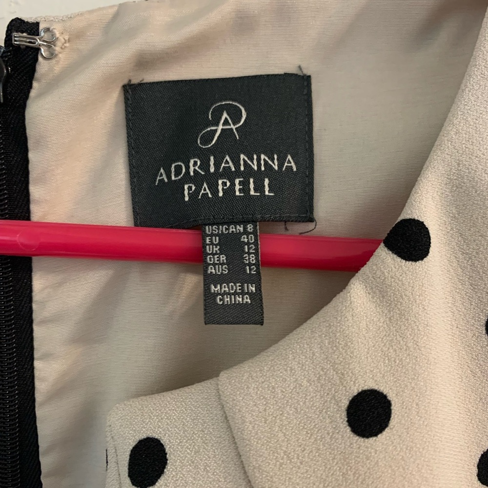 Adrianna Papell Black and White Polka Dot Midi Dress - Picture 6 of 9